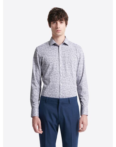 Chemise infroissable végétale bleu marine