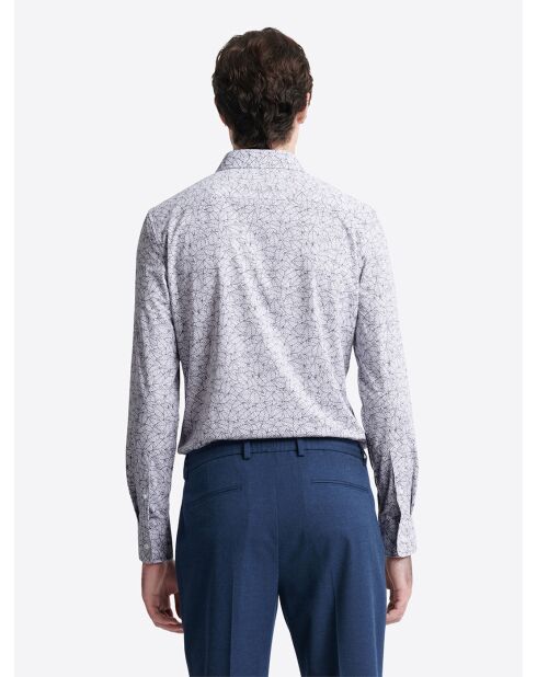 Chemise infroissable végétale bleu marine