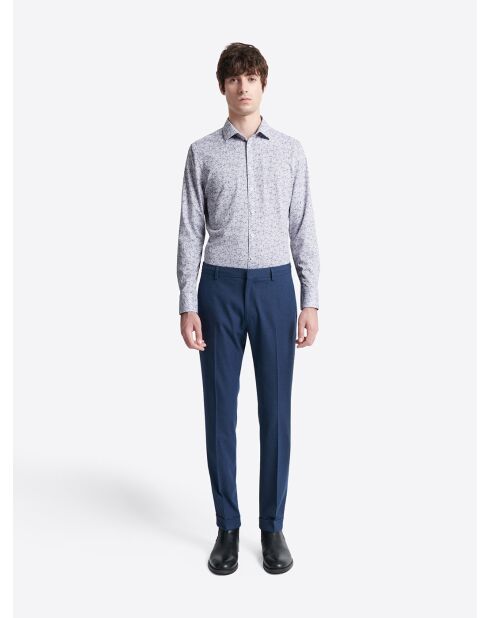 Chemise infroissable végétale bleu marine