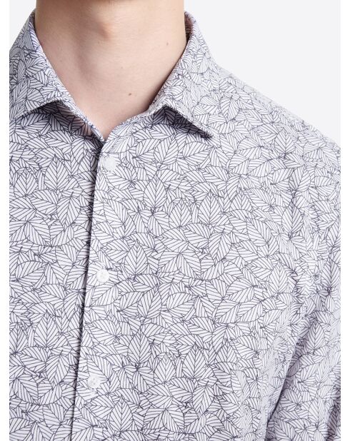 Chemise infroissable végétale bleu marine