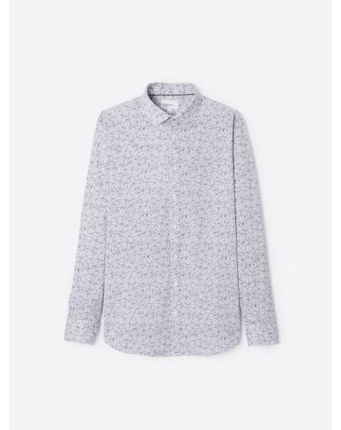 Chemise infroissable végétale bleu marine