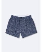 Shorty 100% coton fleuri bleu marine