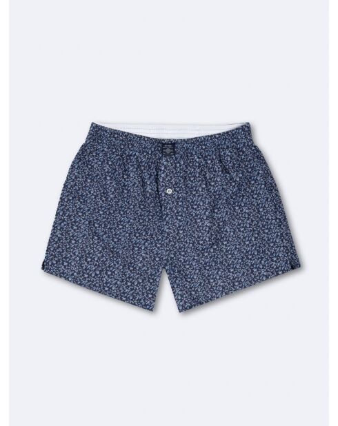 Shorty 100% coton fleuri bleu marine