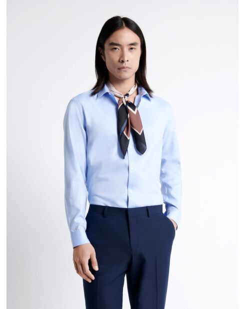 Chemise double retors en 100% coton bleu ciel