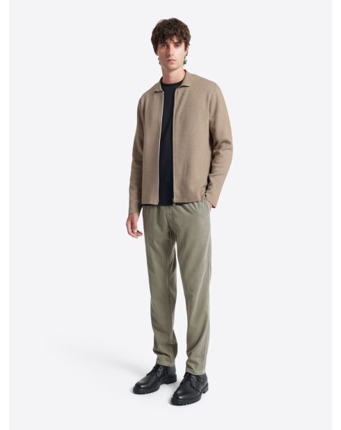 Cardigan à col chemisier beige gris