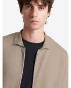 Cardigan à col chemisier beige gris