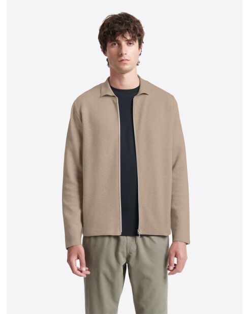 Cardigan à col chemisier beige gris