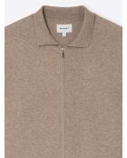 Cardigan à col chemisier beige gris