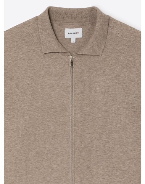 Cardigan à col chemisier beige gris