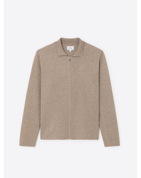 Cardigan à col chemisier beige gris