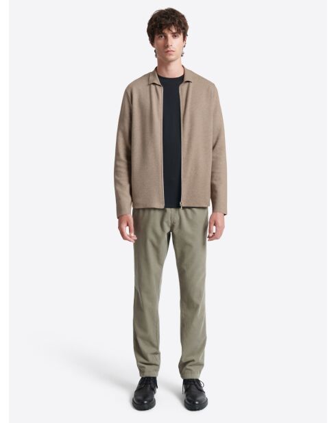 Cardigan à col chemisier beige gris