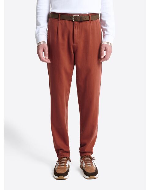 Slack en Coton & Lin orange brulé