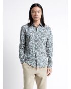 Chemise en coton mélangé fleurie bleu cobalt