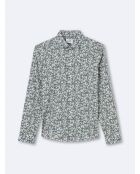 Chemise en coton mélangé fleurie bleu cobalt