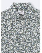 Chemise en coton mélangé fleurie bleu cobalt