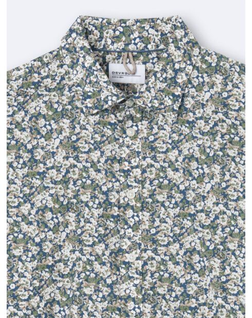 Chemise en coton mélangé fleurie bleu cobalt