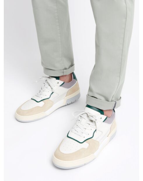 Baskets bi-matière blanches