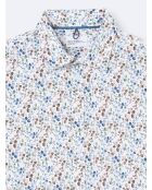 Chemise stretch fleurie en coton mélangé blanche
