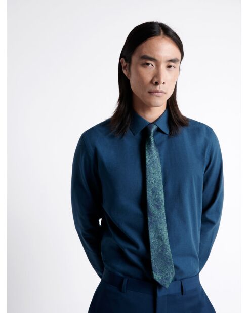 Chemise 100% coton bleu outremer