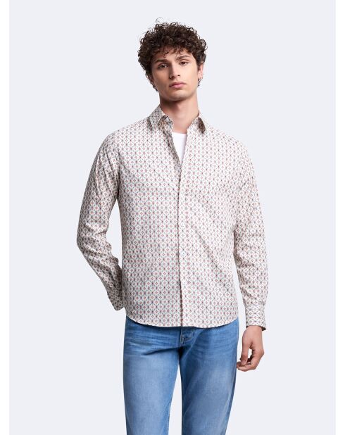 Chemise 100% coton fantaisie orange brulé