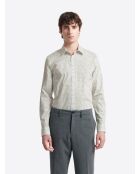 Chemise fleurie en coton stretch blanche