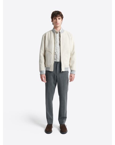 Chemise fleurie en coton stretch blanche