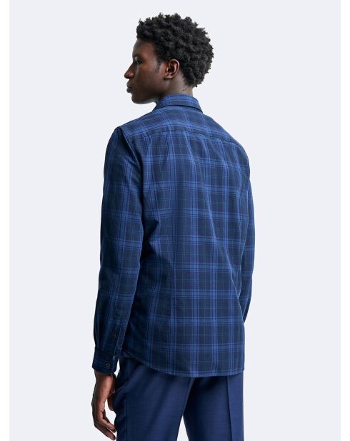 Chemise slim à carreaux bleue