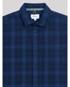 Chemise slim à carreaux bleue