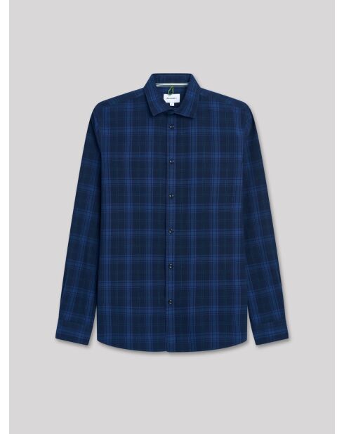 Chemise slim à carreaux bleue