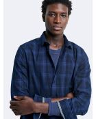 Chemise slim à carreaux bleue