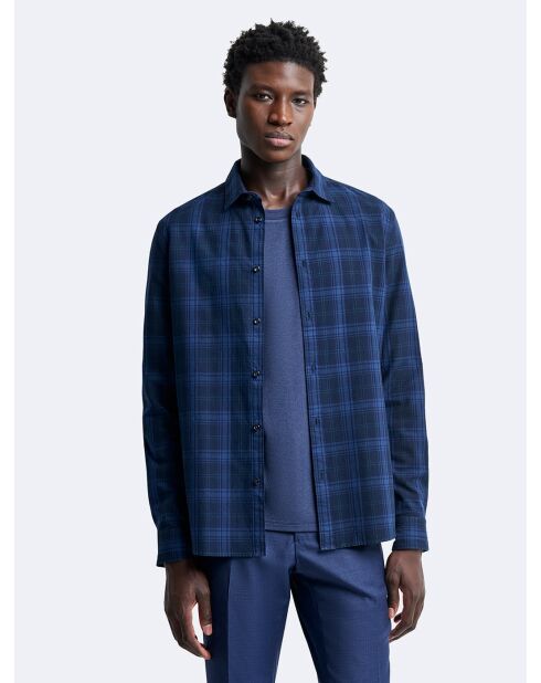 Chemise slim à carreaux bleue