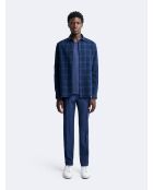 Chemise slim à carreaux bleue