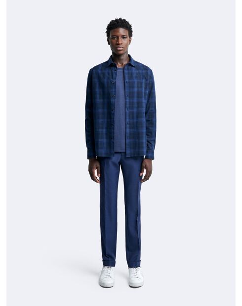 Chemise slim à carreaux bleue
