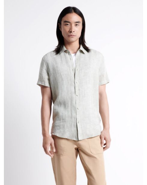 Chemise éco-responsable 100% lin vert lichen