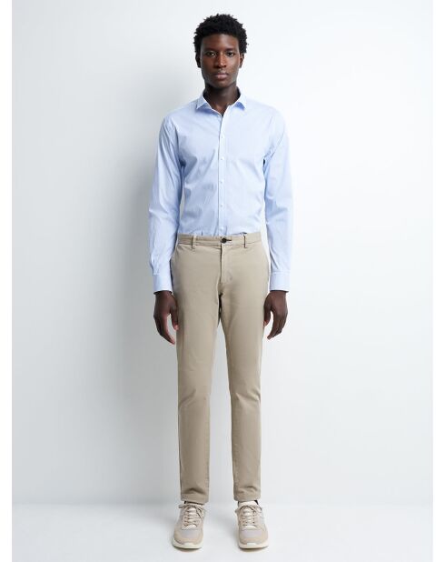 Chemise extra-slim stretch rayée bleu/blanc