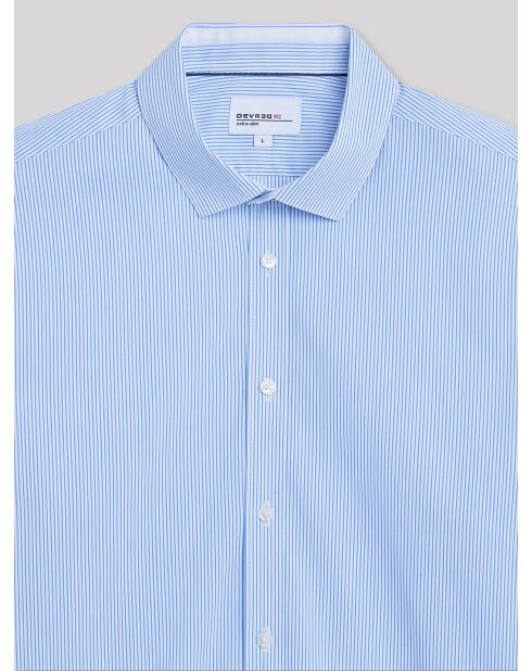 Chemise extra-slim stretch rayée bleu/blanc