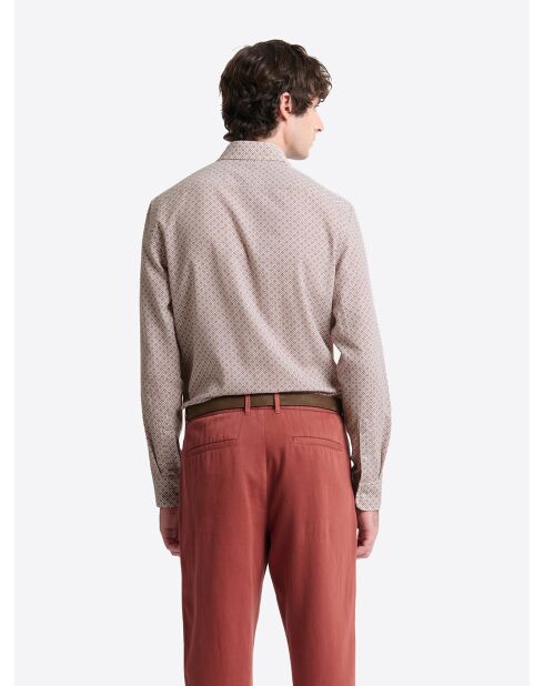 Chemise à motif en coton orange brulé