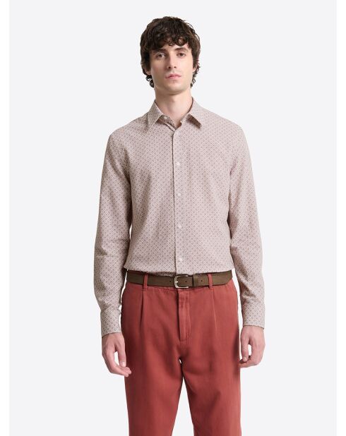 Chemise à motif en coton orange brulé