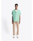 Chemise fantaisie regular 100% coton vert aqua