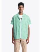 Chemise fantaisie regular 100% coton vert aqua