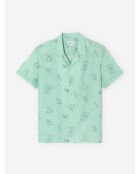 Chemise fantaisie regular 100% coton vert aqua