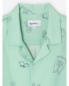 Chemise fantaisie regular 100% coton vert aqua