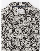 Chemise fleurie regular en coton mélangé noire