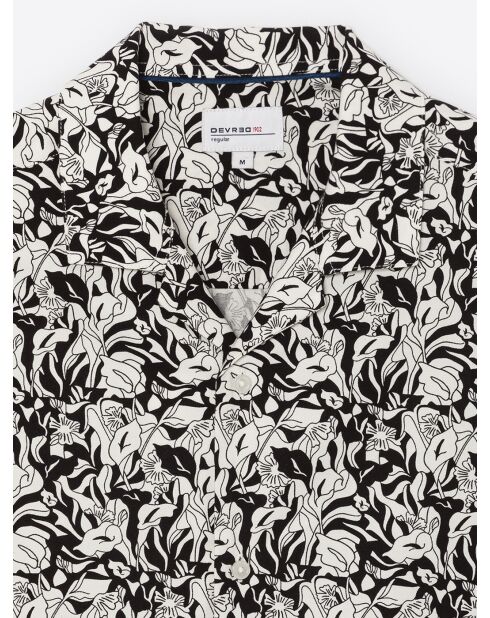 Chemise fleurie regular en coton mélangé noire