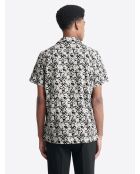 Chemise fleurie regular en coton mélangé noire