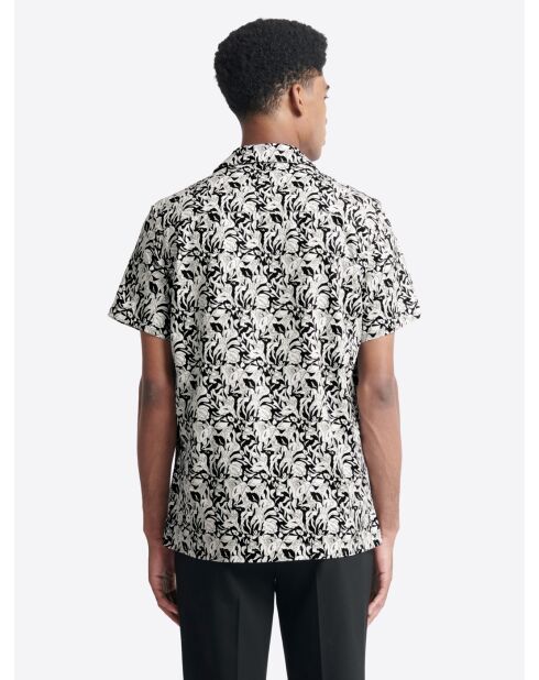 Chemise fleurie regular en coton mélangé noire