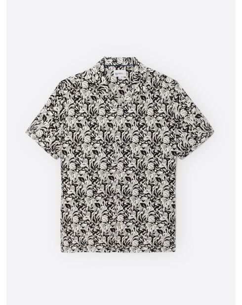 Chemise fleurie regular en coton mélangé noire