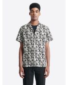 Chemise fleurie regular en coton mélangé noire