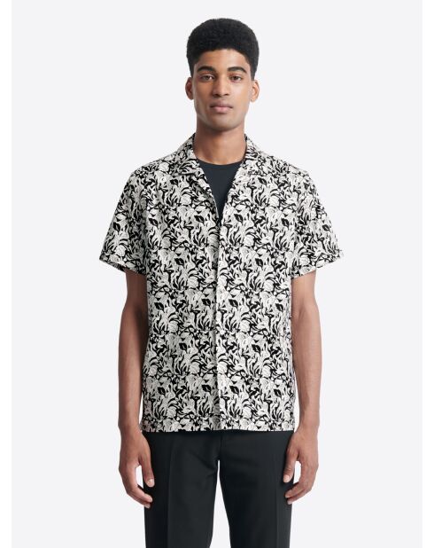 Chemise fleurie regular en coton mélangé noire