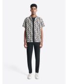 Chemise fleurie regular en coton mélangé noire